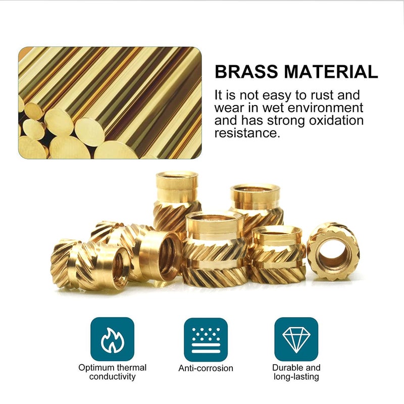 3DZWMAN #10-24 Threaded Inserts with M2-M8 Heat Set Insert Tools,Brass UNC knurled Nuts for 3D Printing Components and Plastic Parts(25Pcs #10-24 * 5.8 * 6.93 and 25Pcs #10-24 * 9.5 * 6.93) - Image 5